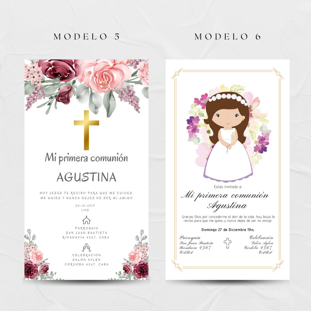 Invitacion Fija Modelos bautismo/ comunión niña