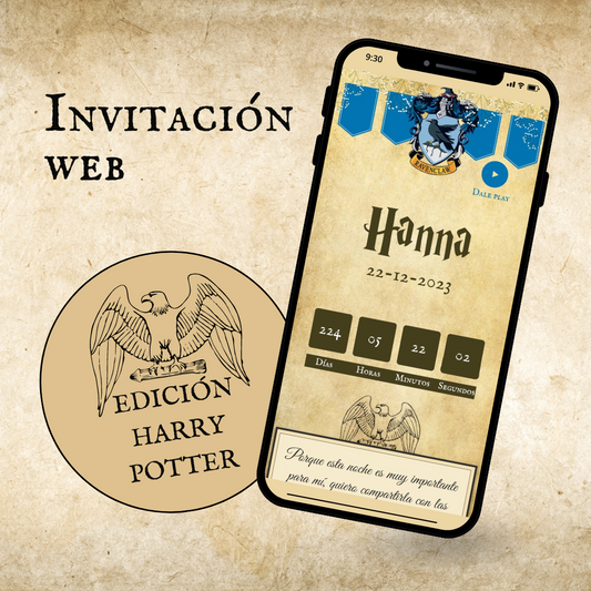 Invitacion Web Modelo Ravenclaw + Save the date