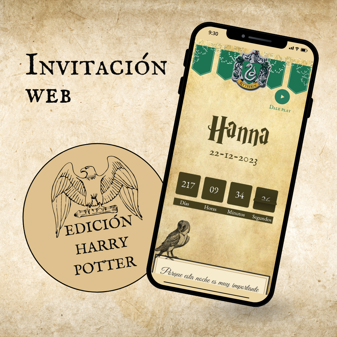 Invitacion Web Modelo Slytherin + Save the date