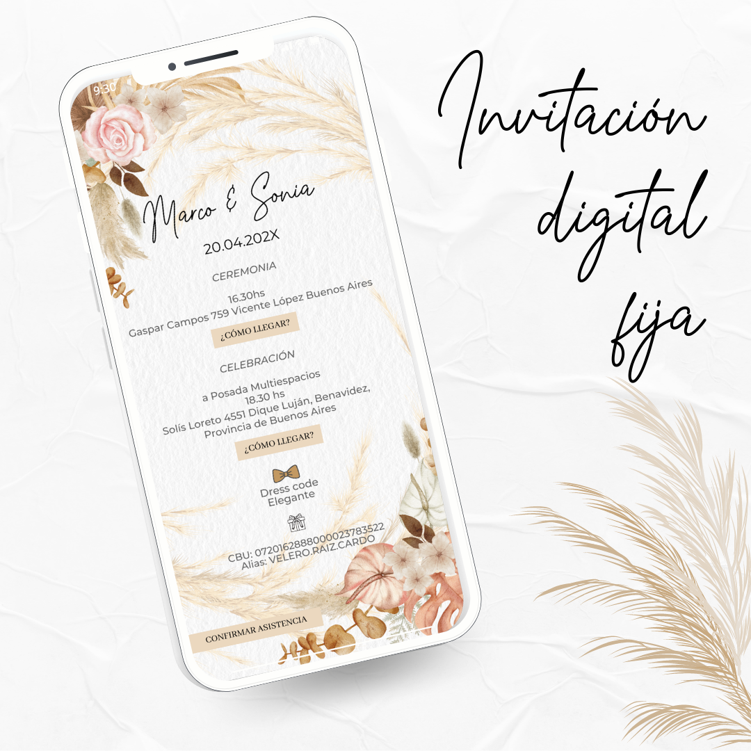 Invitación deigital fija para boda