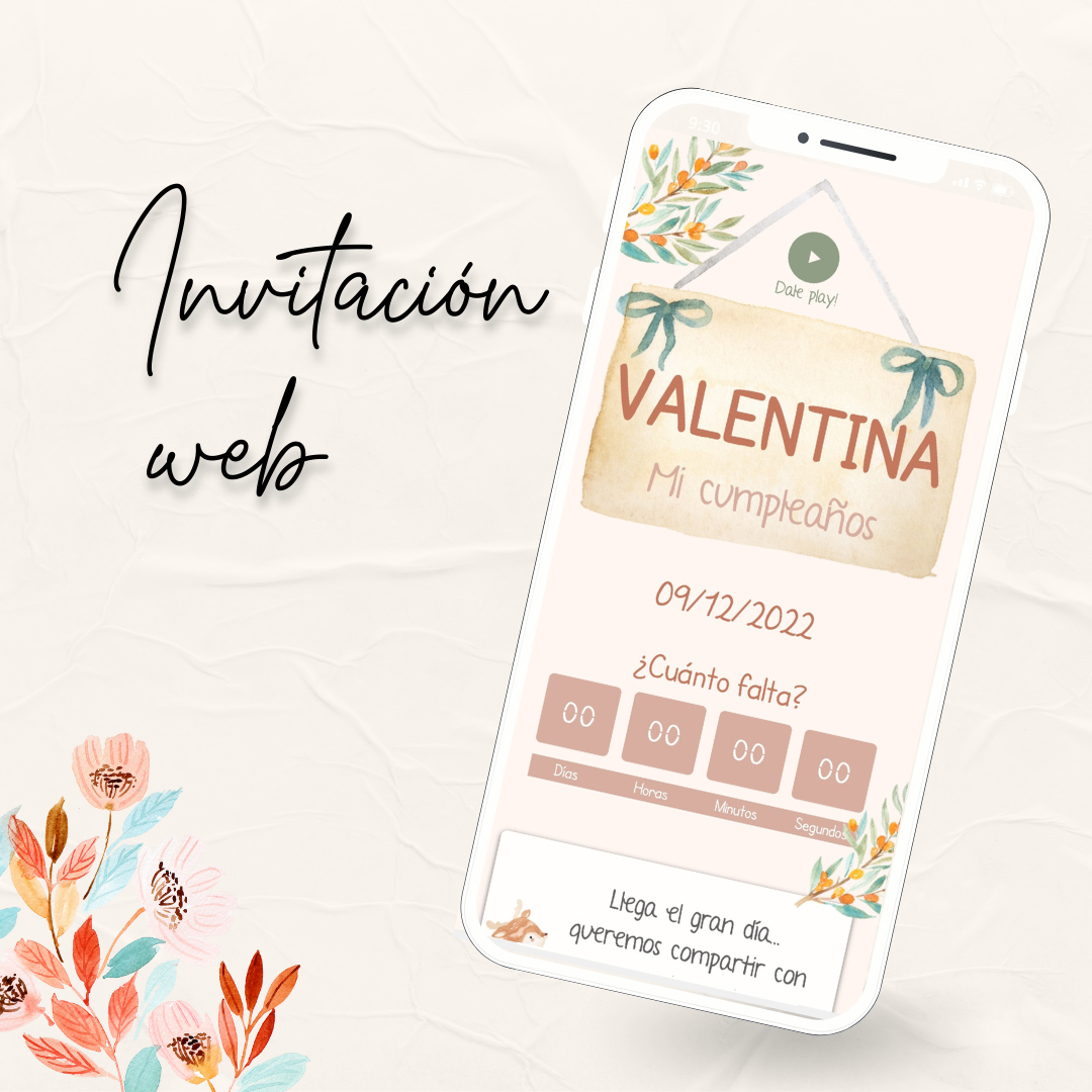 Invitacion Web Modelo Valentina  + Save the date