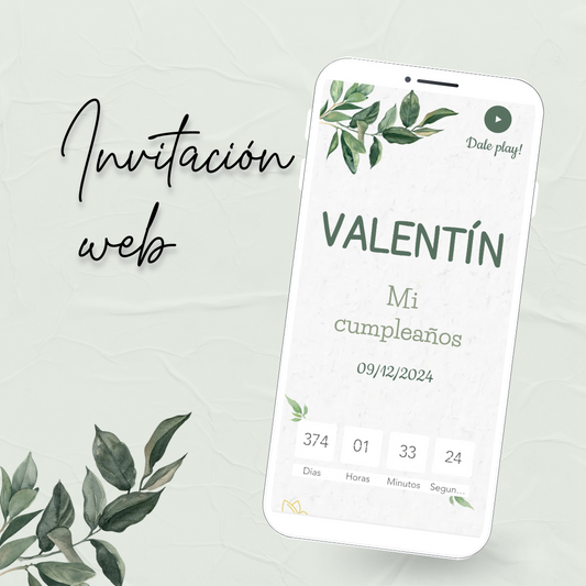 Invitacion Web Modelo Valentin + Save the date