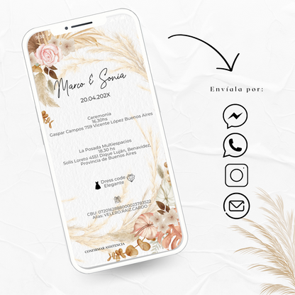 Invitación deigital fija para boda