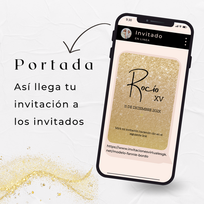 Invitacion Web Modelo Fannie Gold + Save the date