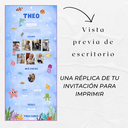 Invitacion Web Modelo Bajo del mar + Save the date