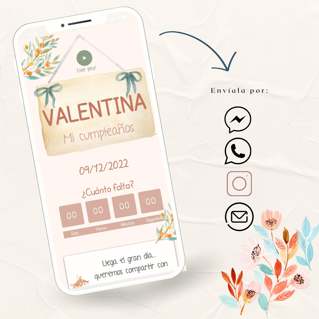 Invitacion Web Modelo Valentina  + Save the date