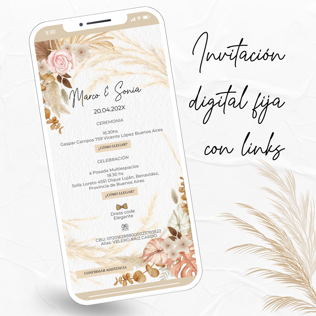 Invitación deigital fija para boda