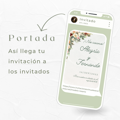 Invitacion Web Modelo Rosario + Save the date