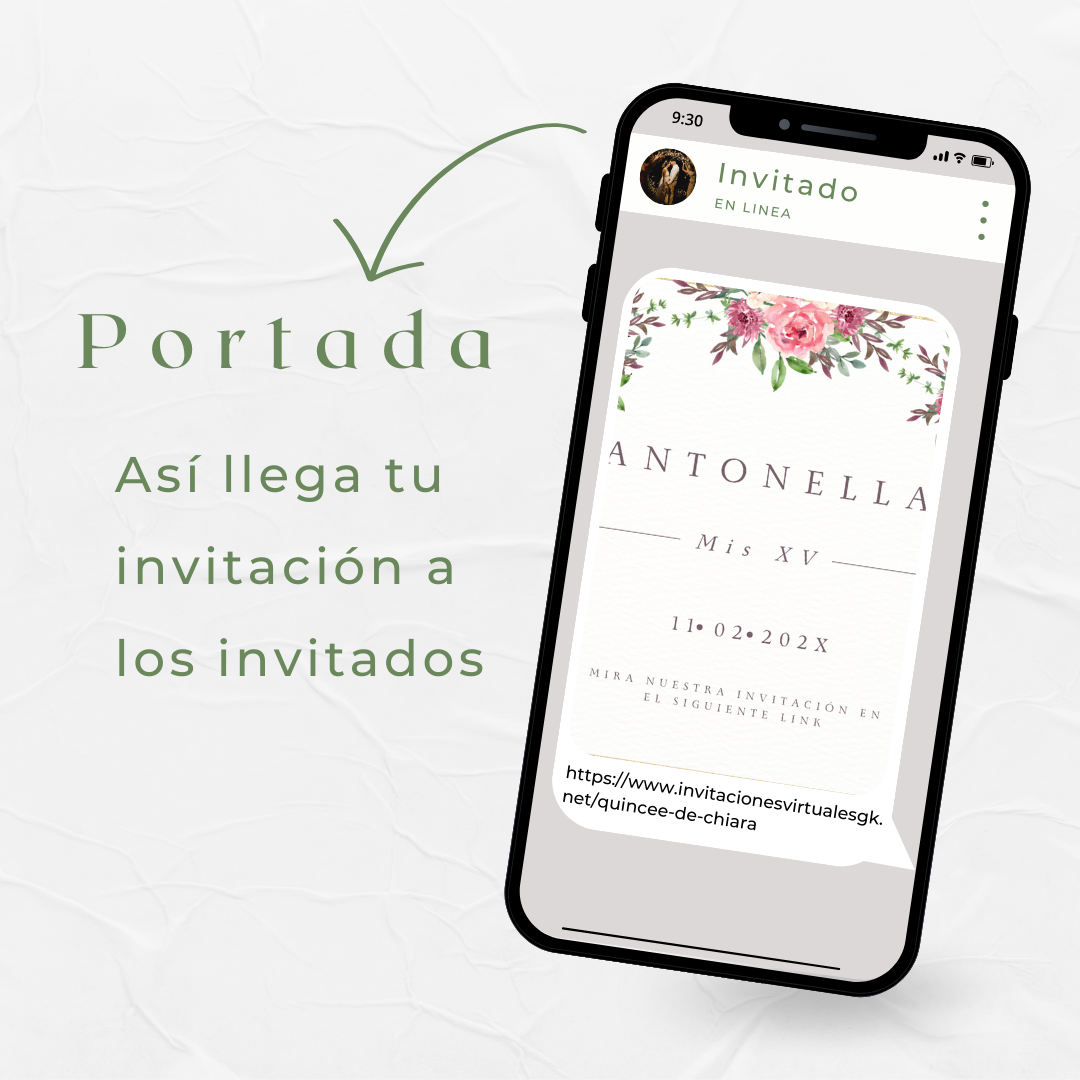 Invitacion Web Modelo Demetria Rosa  + Save the date