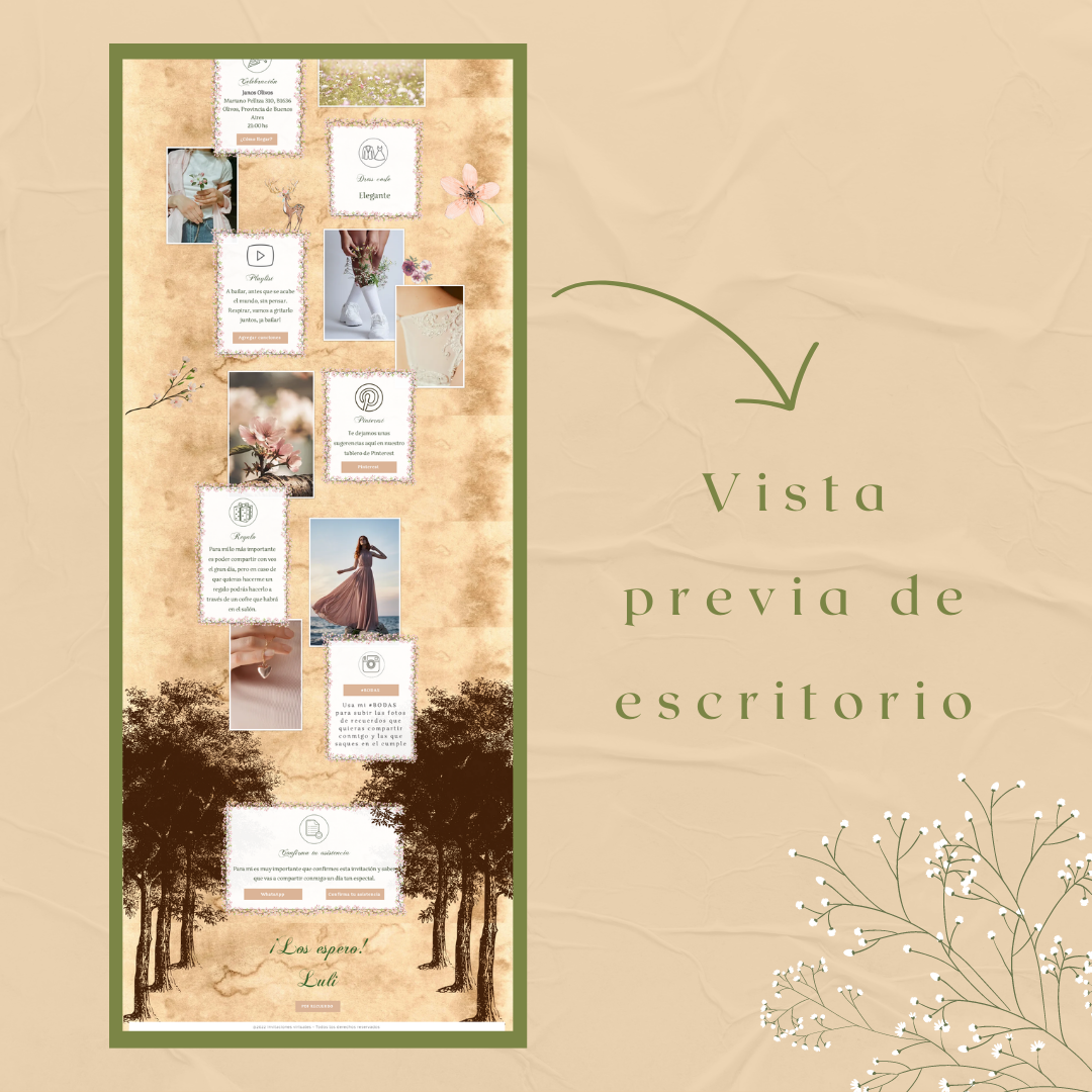 Invitacion Web Modelo Calista + Save the date