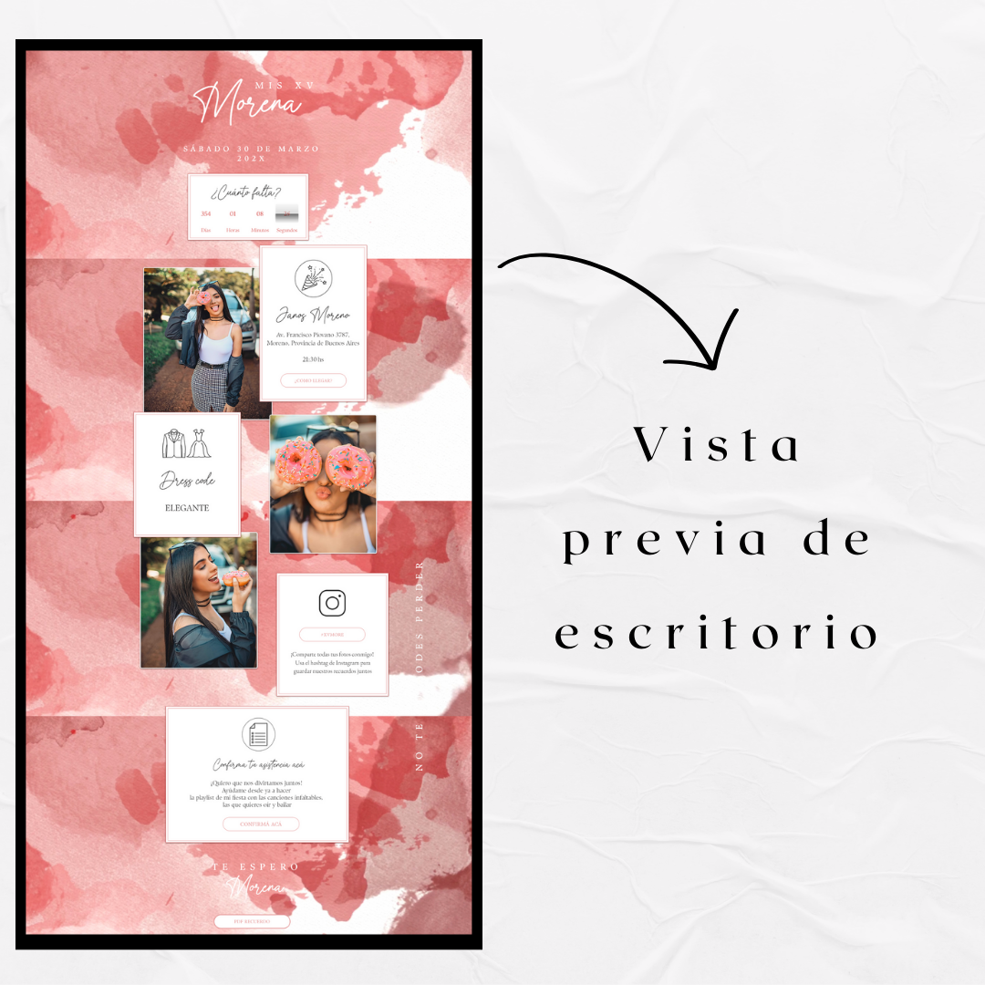 Invitacion Web Modelo Adara + Save the date