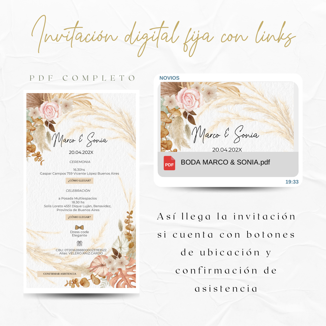 Invitación deigital fija para boda