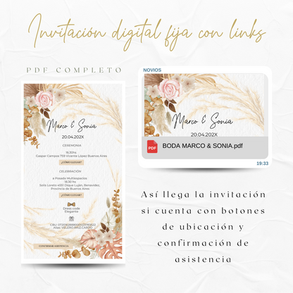 Invitación deigital fija para boda