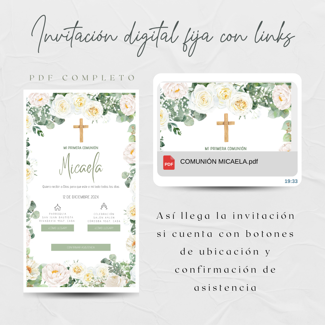 Invitacion Fija Modelos bautismo/ comunión niña