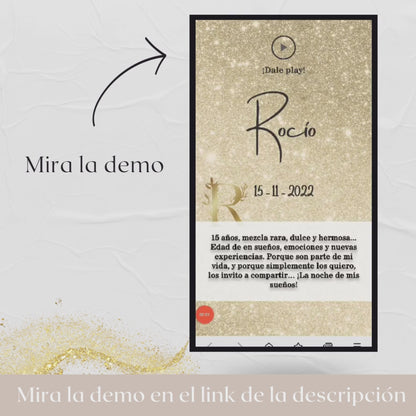 Invitacion Web Modelo Fannie Gold + Save the date