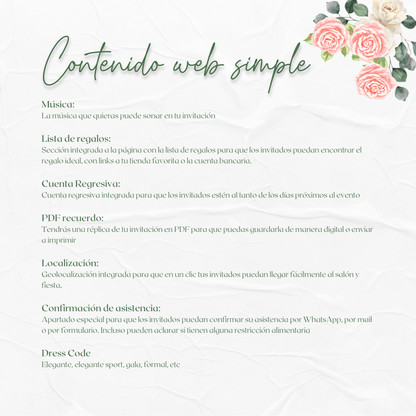 Invitacion Web Modelo Monte + Save the date