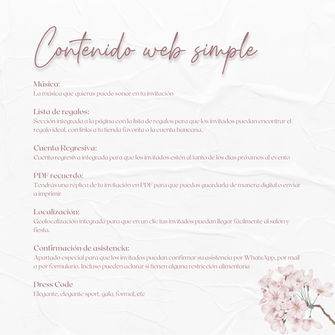 Invitacion Web Modelo Sakura + Save the date