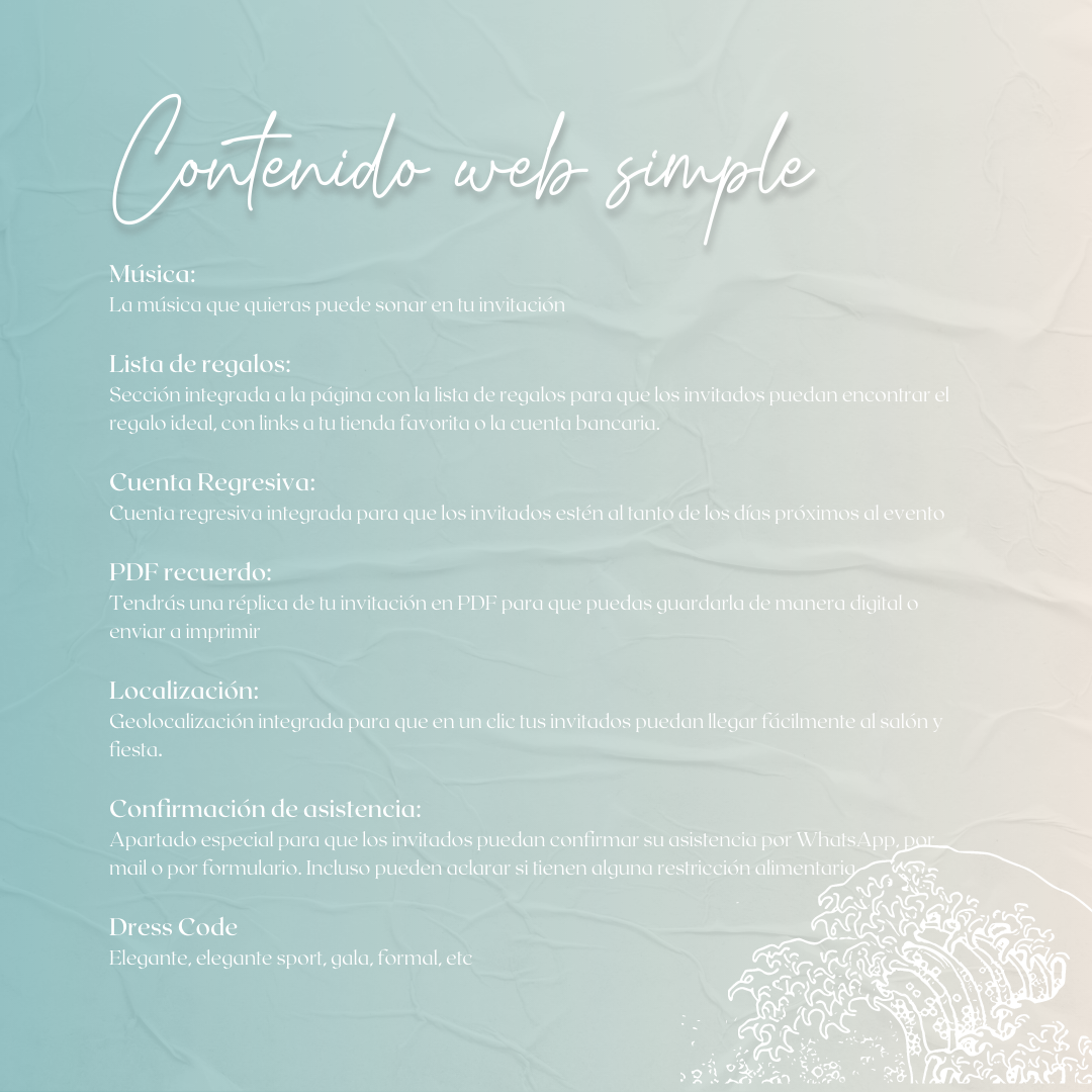 Invitacion Web Modelo Pinamar + Save the date