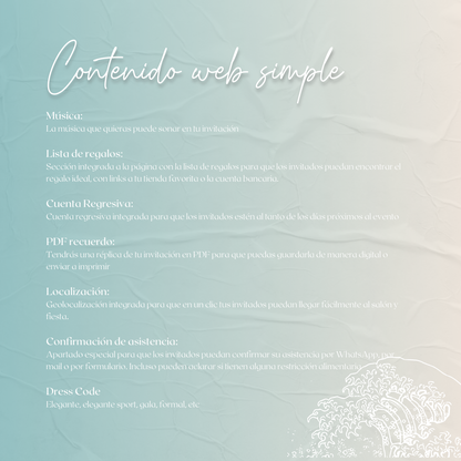 Invitacion Web Modelo Pinamar + Save the date