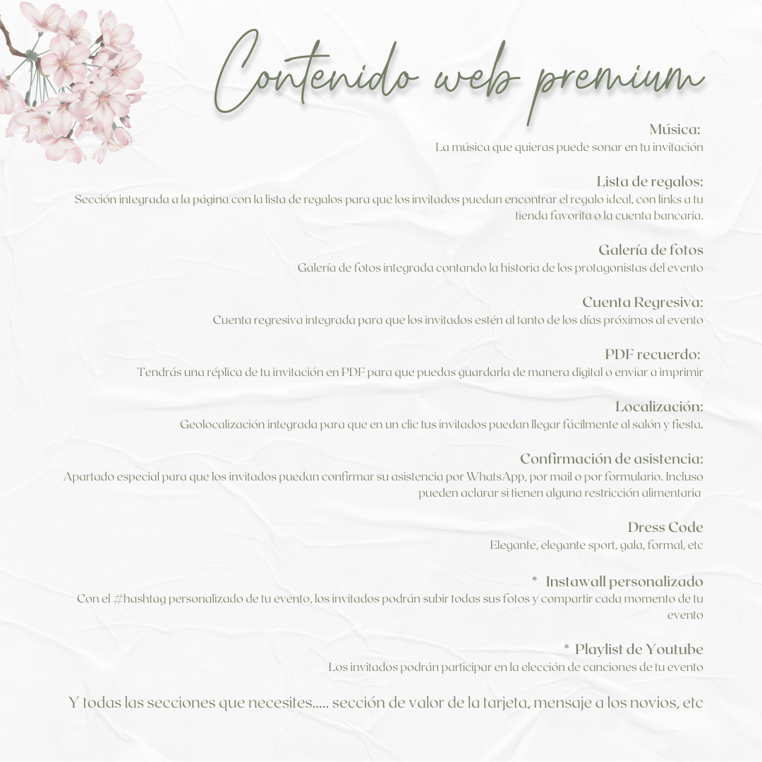 Invitacion Web Modelo Sakura + Save the date