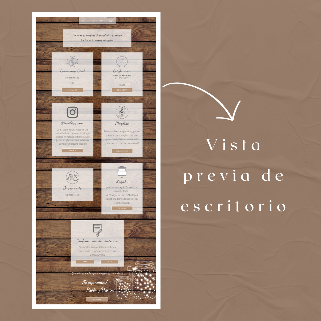 Invitacion Web Modelo Tandil+ Save the date