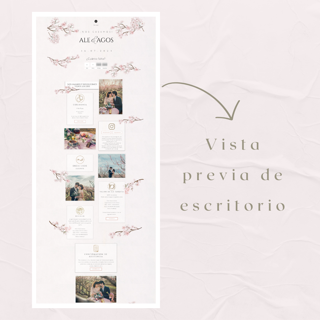 Invitacion Web Modelo Sakura + Save the date